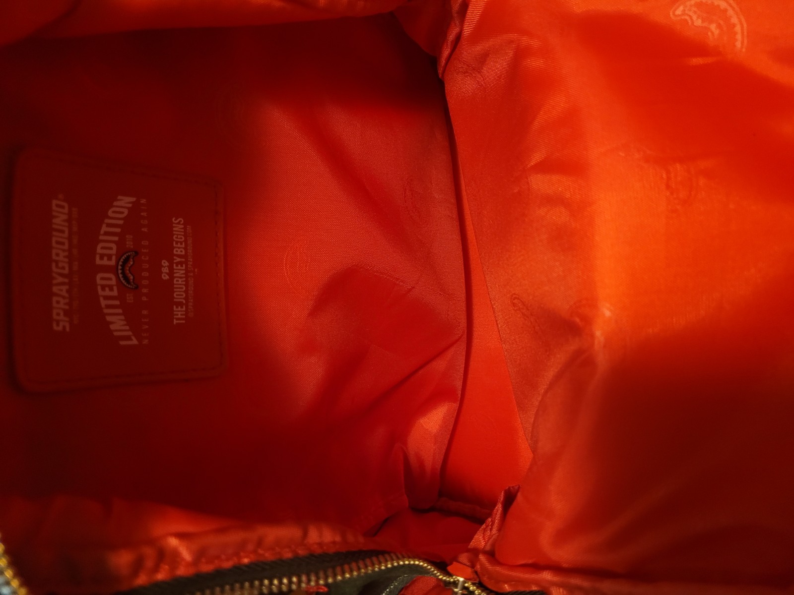 Sprayground Limited Edition Camo Backpack Brown Checkered Orange Lining Zip