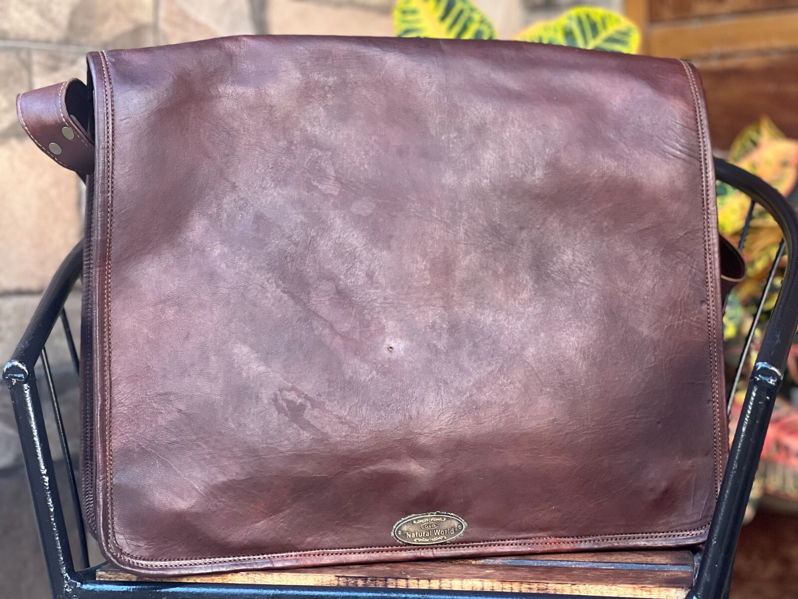 19 Inch Vintage Brown Leather Messenger Shoulder Laptop Bag Briefcase Men’s New