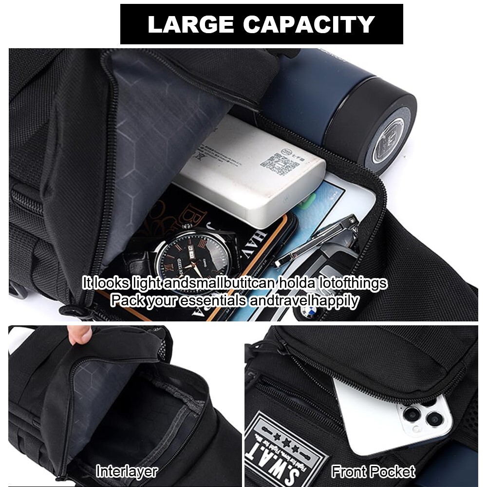 Outdoor Tactical Sling Bag Military Molle Crossbody Pack Chest Shoulder Backpack