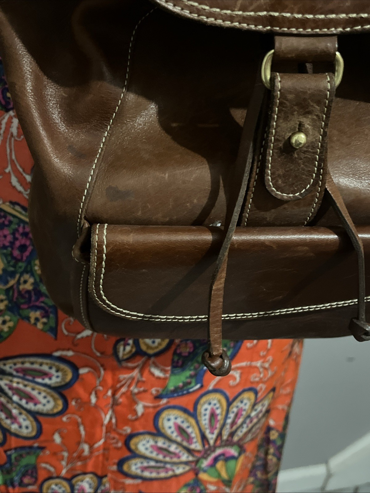 Vintage 90’s Cole Haan Brown Leather Backpack Purse 11×11”