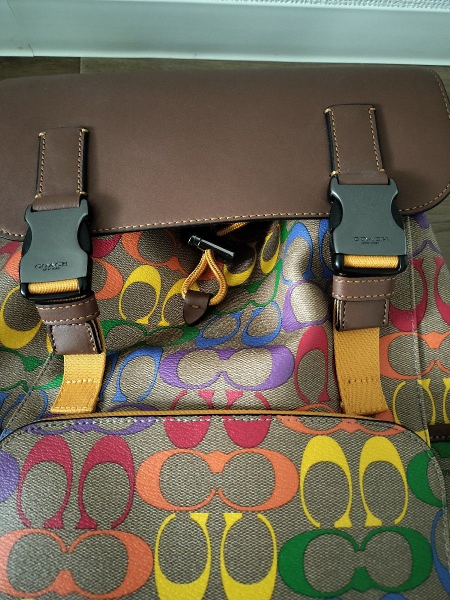 COACH Rare and track backpack rainbow signature