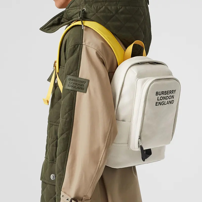Burberry Cotton Twill Panelled with Nylon Backpack Men’s 11.8×5.1×16.5 in