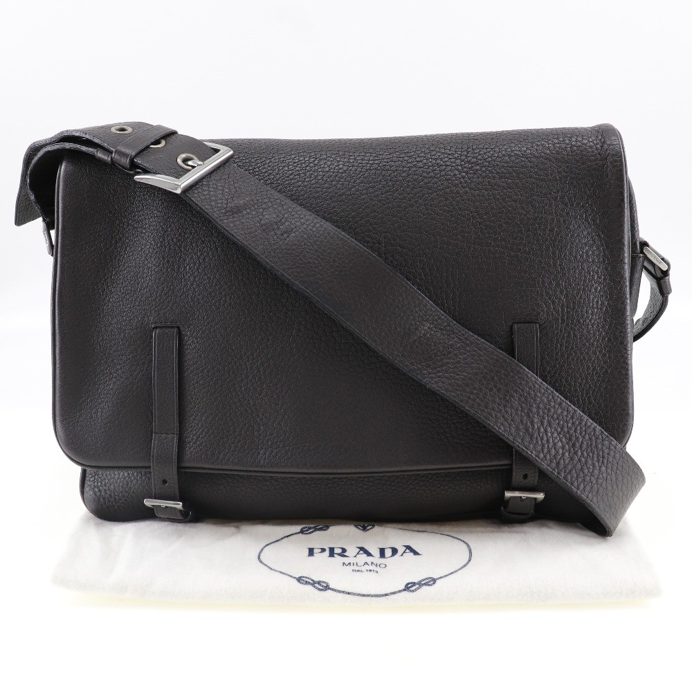 PRADA Messenger bag Shoulder Bag Brown Calfskin mens