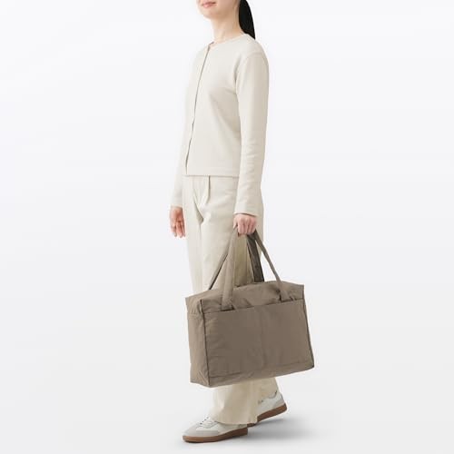 MUJI Recycled Nylon Foldable Boston Bag Travel Luggage Tote Beige from JP