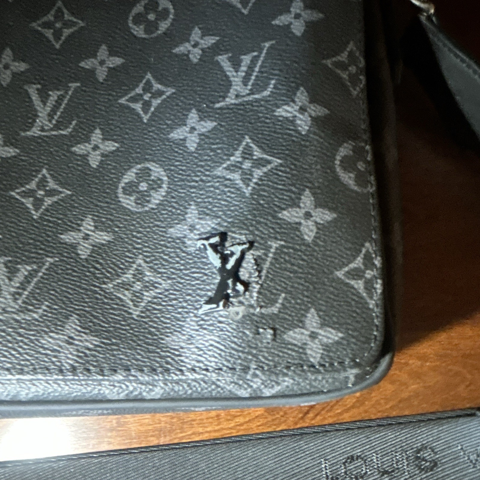 Louis Vuitton Monogram Crossbody Bag Black/Gray Zip Adjustable Strap Men