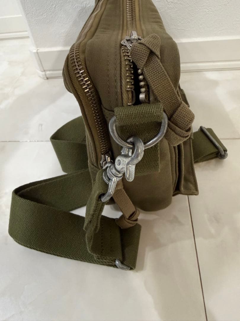 Authentic Porter Love & Peace Canvas Shoulder Bag 16cm x 24cm x 6cm Khaki