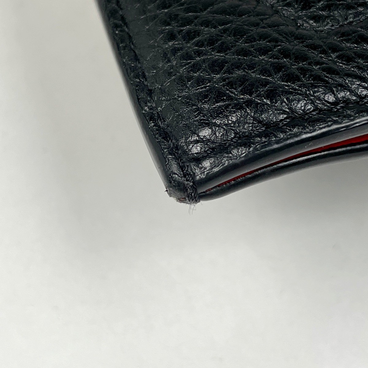 Christian Louboutin Authentic Shoulder Bag Black Leather Logo Embossed Men’s