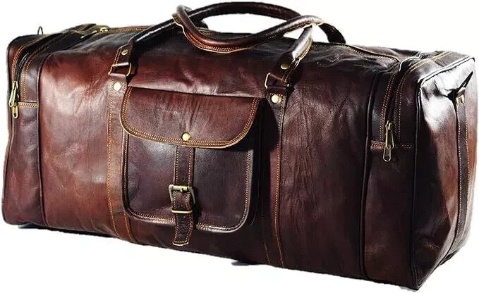 Unisex Genuine Handmade Overnight Leather Travel Duffel Luggage Weekender Bag
