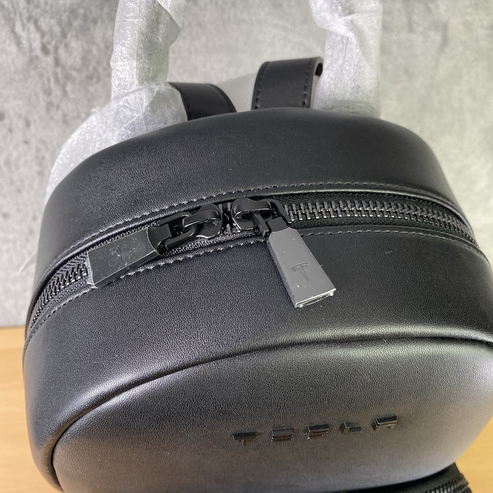 Tesla Mega Mini Pack Backpack Black Vegan Leather Official Tesla Store w/ Cover