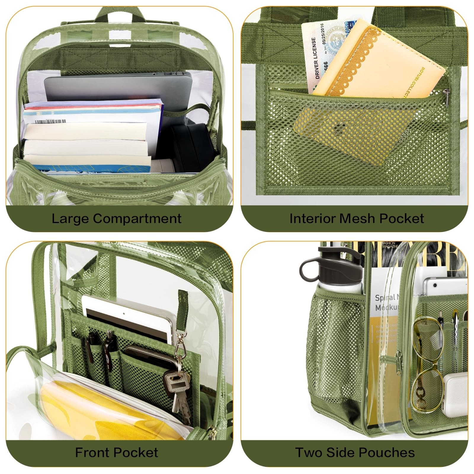 Heavy Duty Clear Backpack Transparent PVC School Bookbag for Boys and Girls