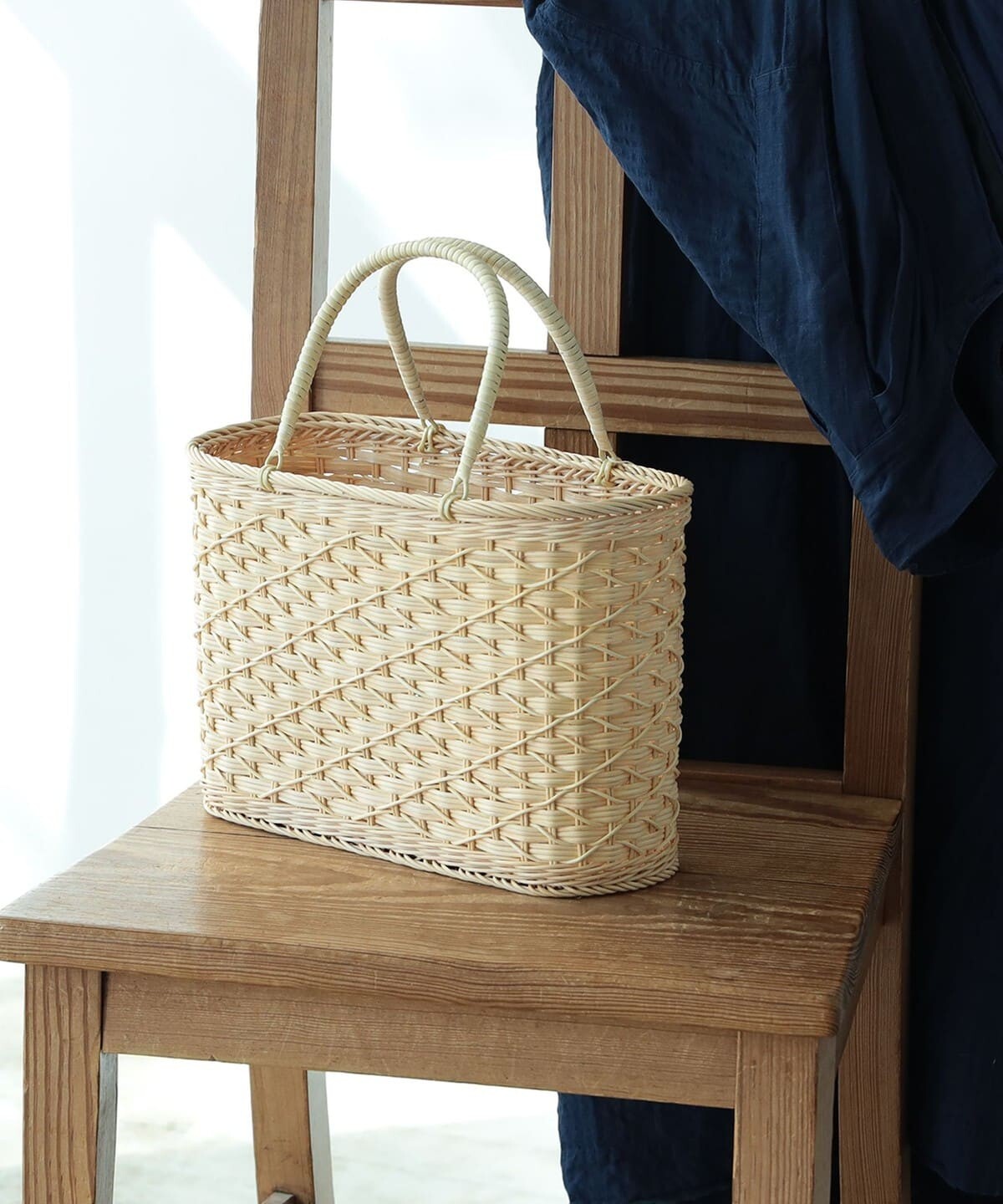 (ASK availability First) BEAMS Matsunoya / Rattan oval sash shopping basket new