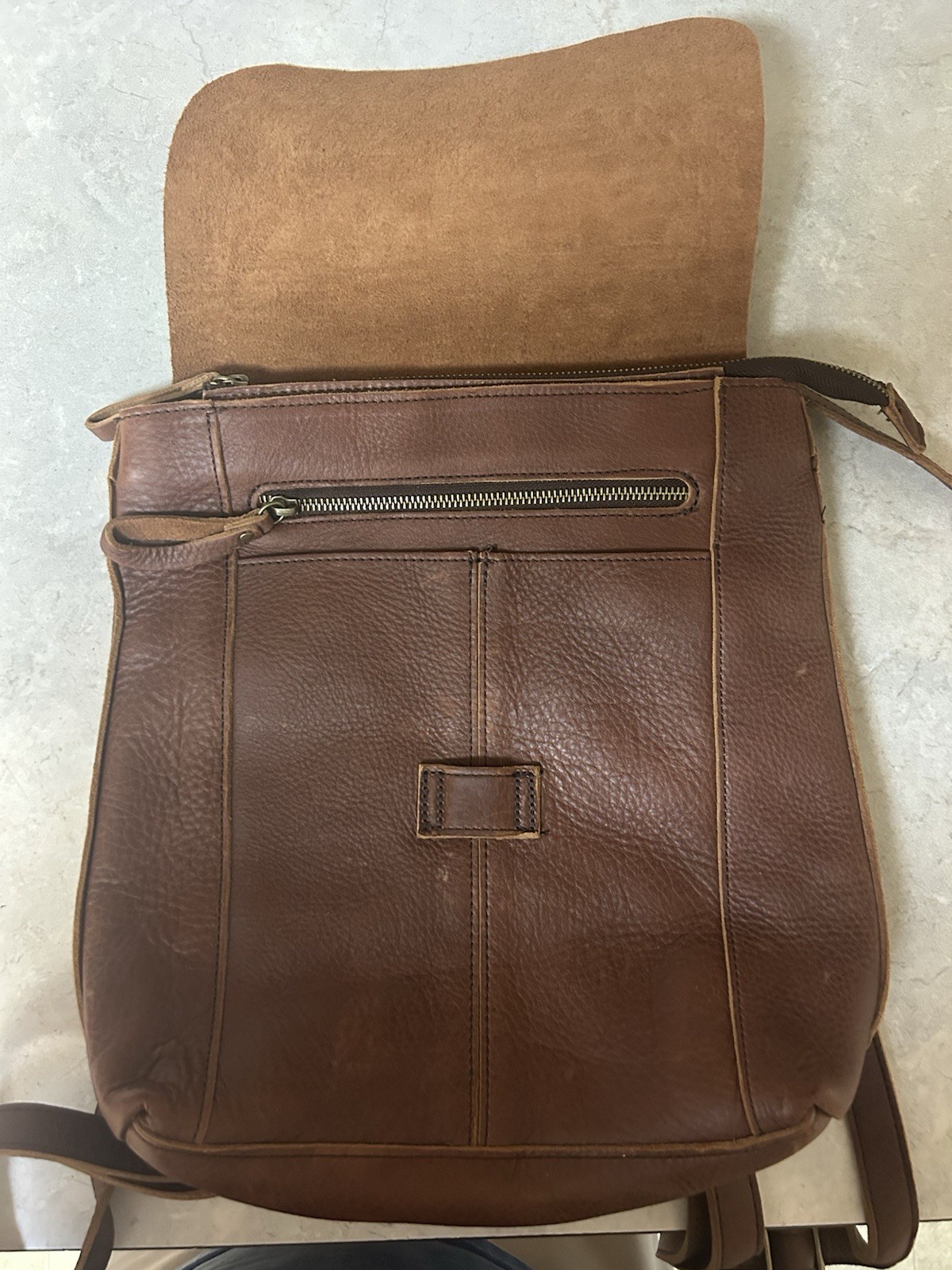 DULUTH TRADING CO. Lifetime Leather Brown Convertible Backpack Crossbody Bag