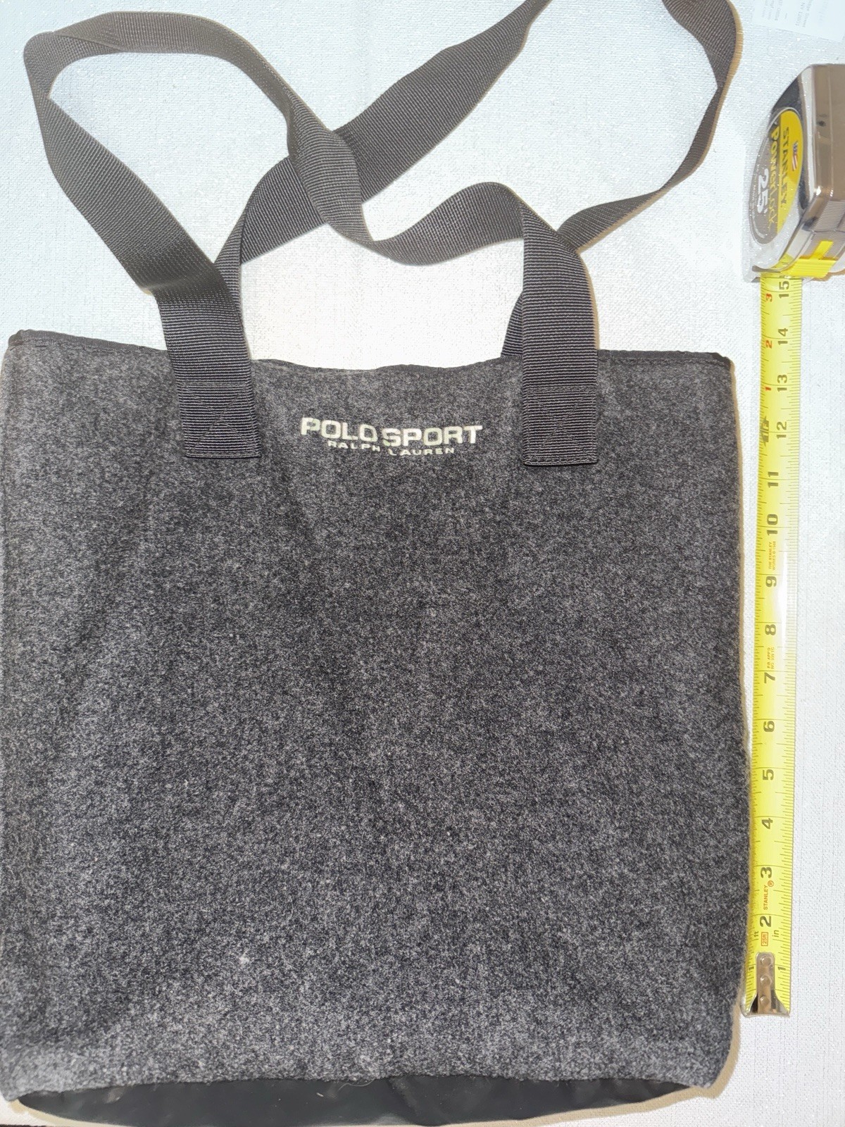 Vintage 1990s Polo Sport Ralph Charcoal Gray Lauren Wool Flannel Tote