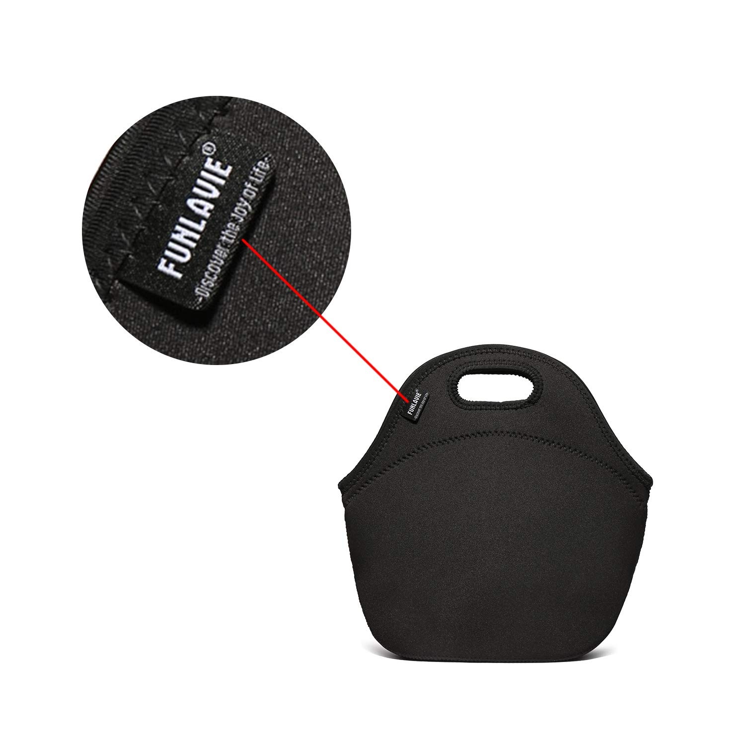 FUN LAVIE Neoprene Lunch Bag for Men, Small Insulated Small, Black