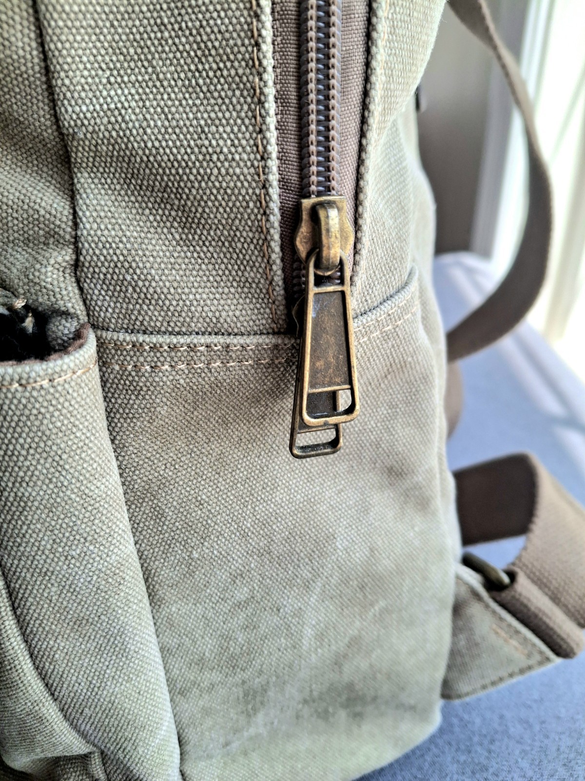 Cargoit Vtg Green Canvas Laptop Backpack Rucksack Leather Trim Magnetic Close