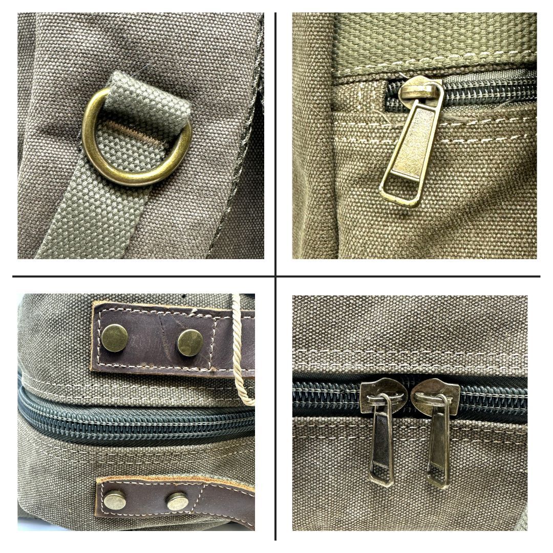 R&R Leather and Canvas Laptop Backpack Bag – Olive Green