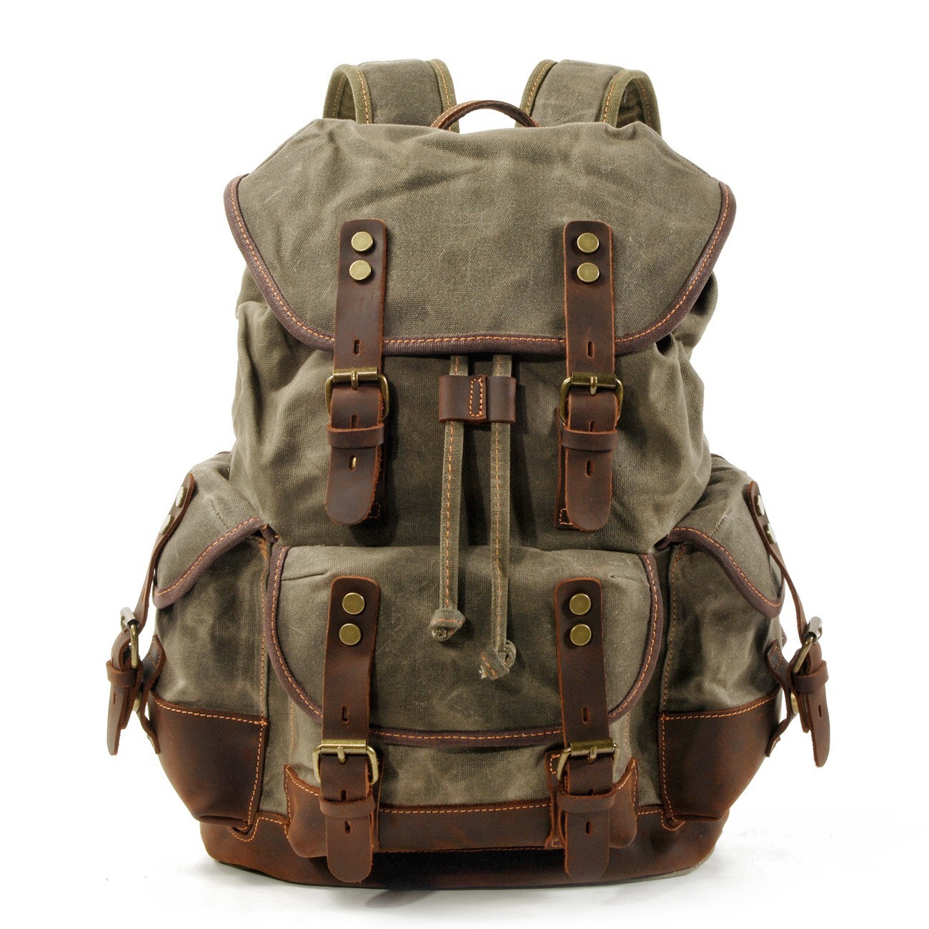 Retro Backpack Leisure Backpack Travel Backpack Canvas Patchwork Leather Fashion