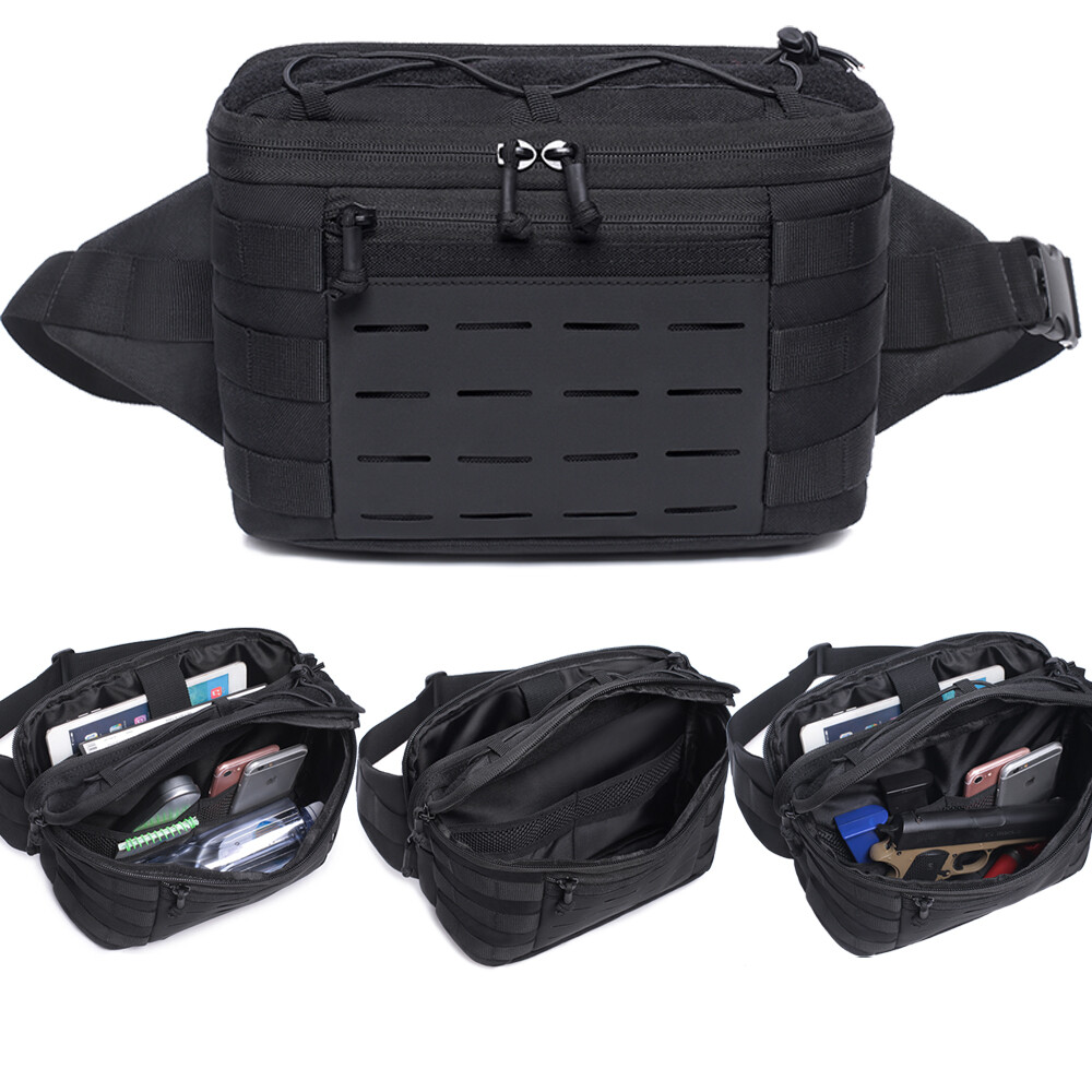 Men Tactical Waist Pack Multifunctional Waterproof Chest Bags for Outdoor Sports