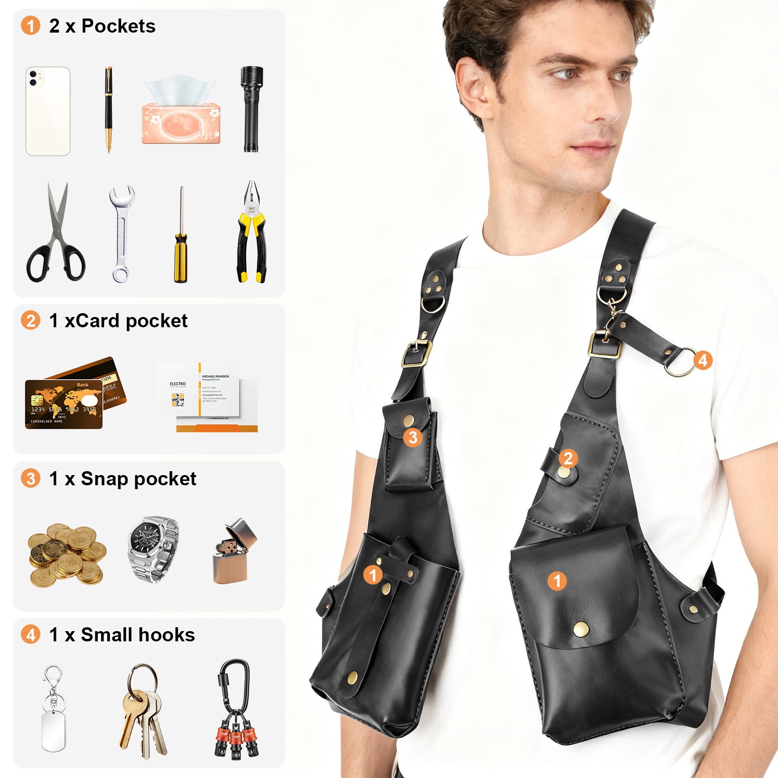 Crossbody Chest Bag Adjustable Harness Holster Double Underarm Shoulder Unisex