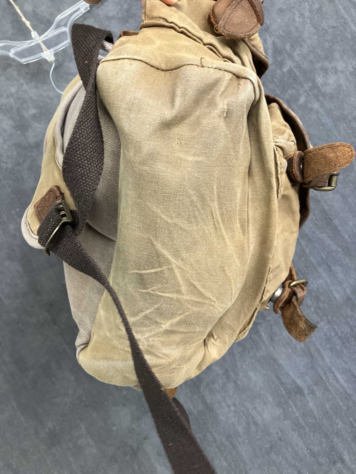 Canvas Leather Back Pack Utility Streetwear Commuter Laptop Brown Tan 14” ISSUES