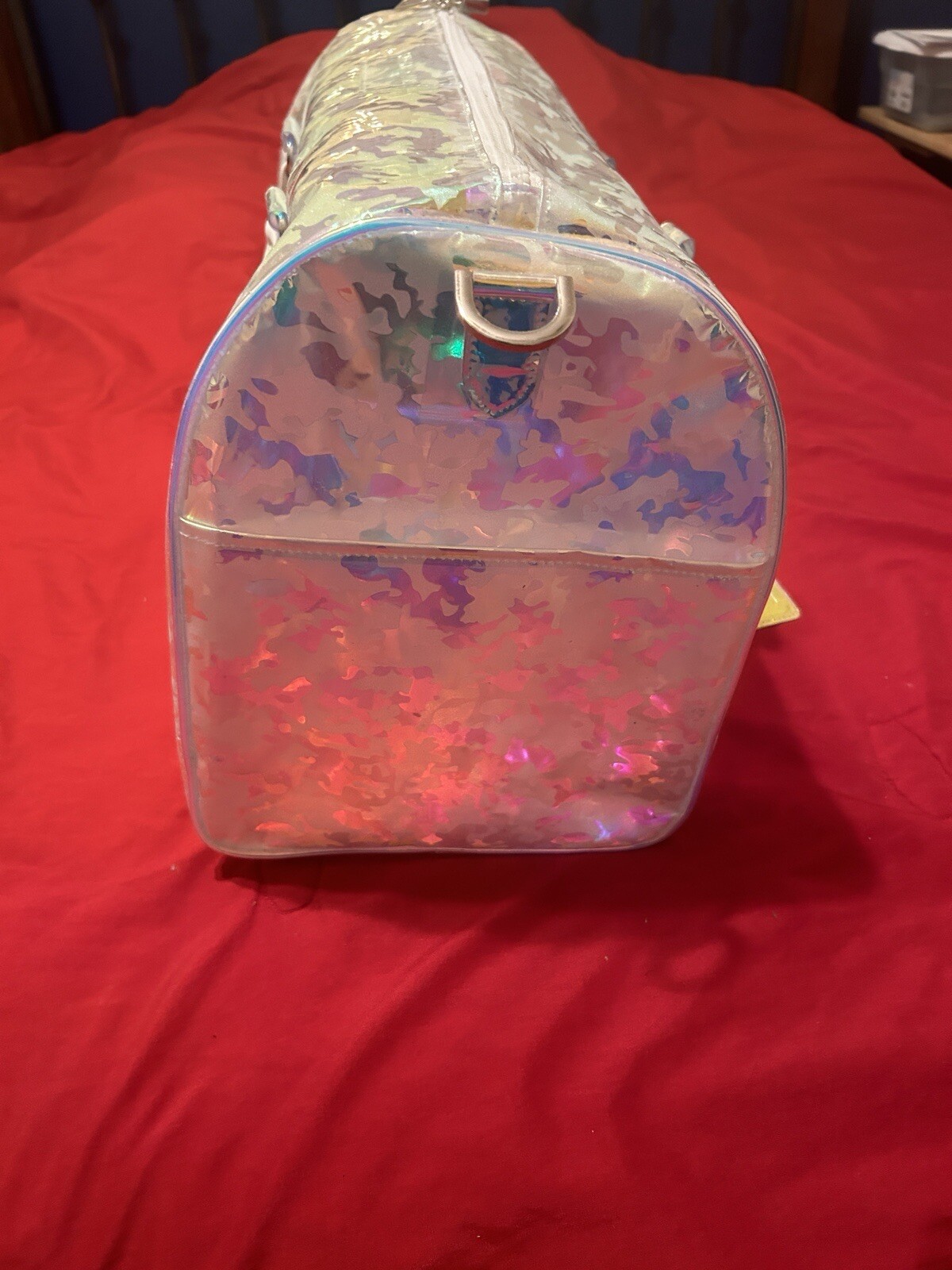 Holographic Iridescent Duffle Bag – Rainbow Reflective Gym/Travel Tote