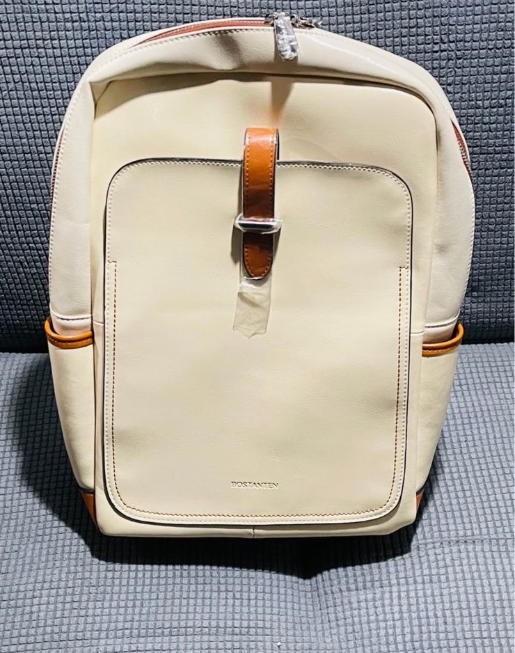 BOSTANTEN Beige Brown Backpack Men Zip Buckle Outer Pockets