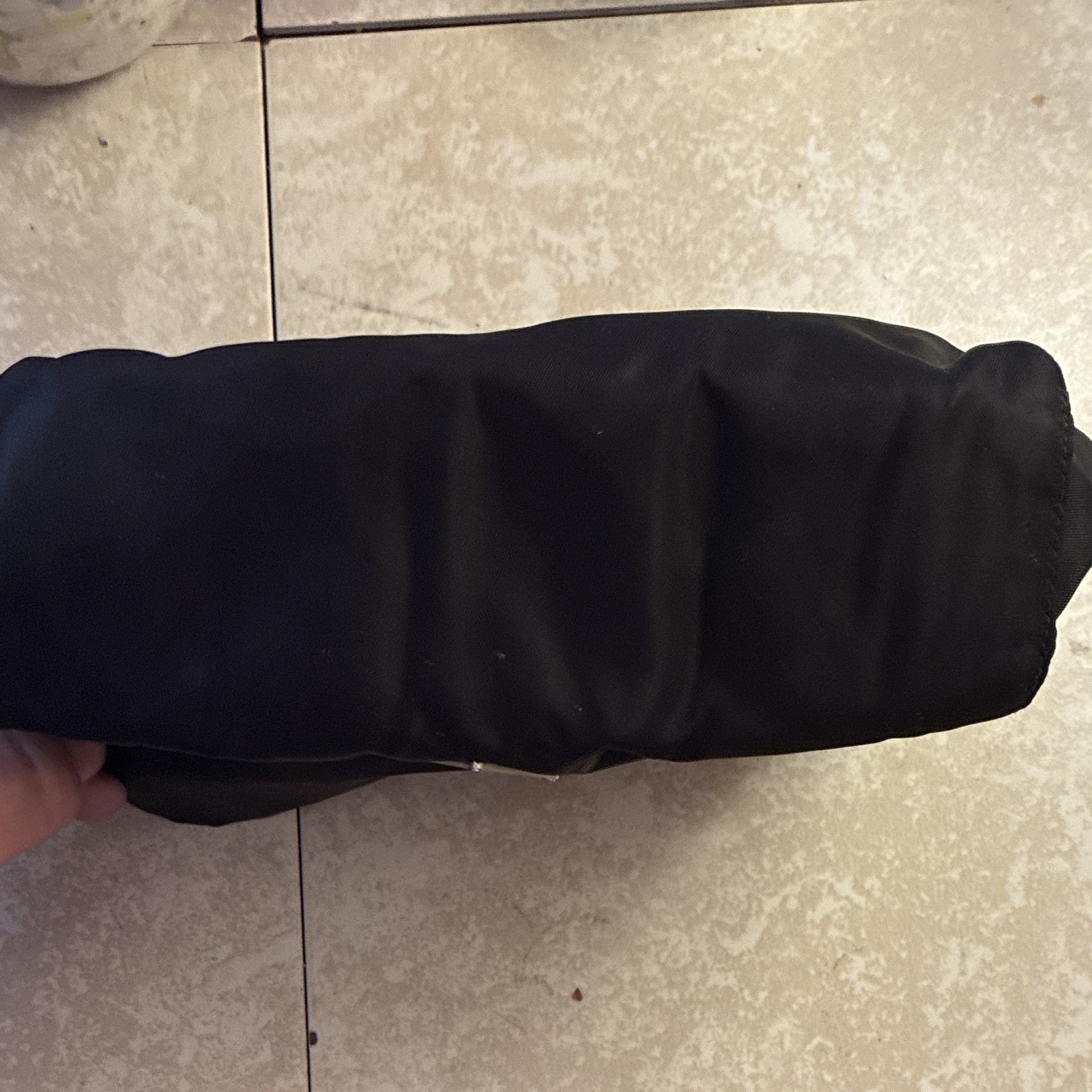 PRADA Black Small Clutch Wrist Strap Snap Closure Logo Plaque Pouch Bag