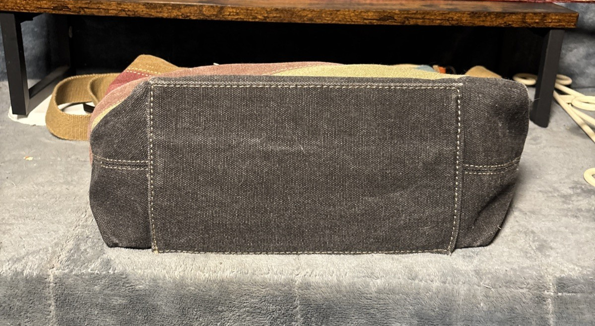 Kaukko Theideaman Striped Canvas Shoulder Crossbody Bag Womens Or Mens Bag