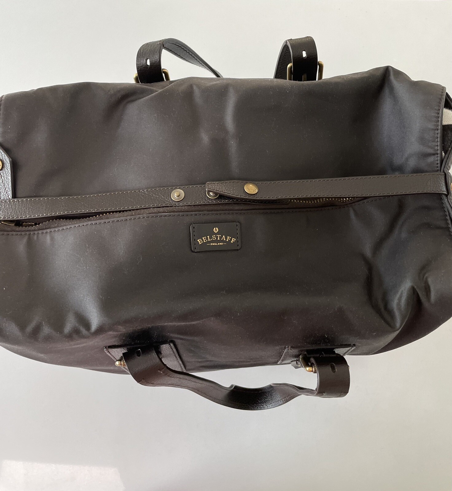 New. Belstaff Dorchester Satchel/Tote Bag. Waxed Cotton and leather. Dark Olive