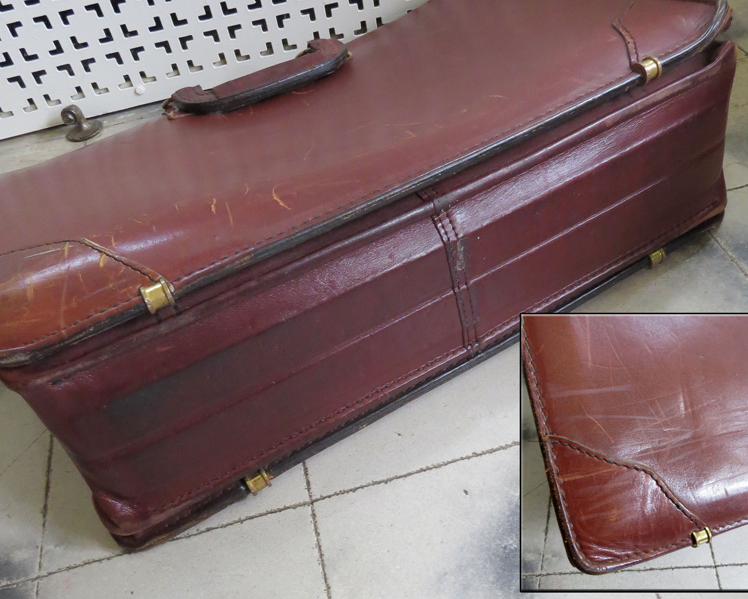 SCHLESINGER Vintage BELTING Leather Doctor Lawyer Briefcase Bag Mens