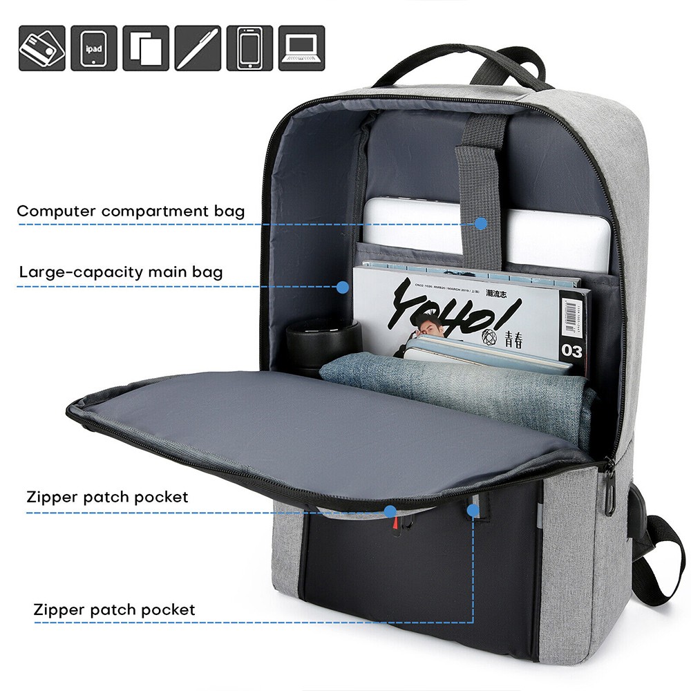17″/18″/21.5″Laptop Backpack Anti-Theft Waterproof TSA Travel Backpack USB Port