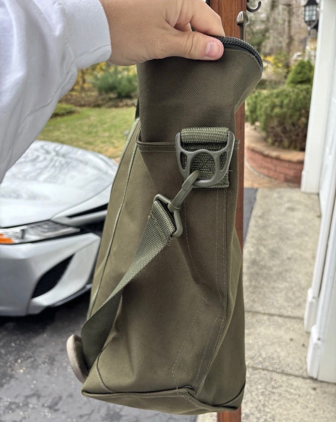 LL Bean Hunters Tote Canvas Large Bag Army Green Shoulder Strap 15×20 NEW