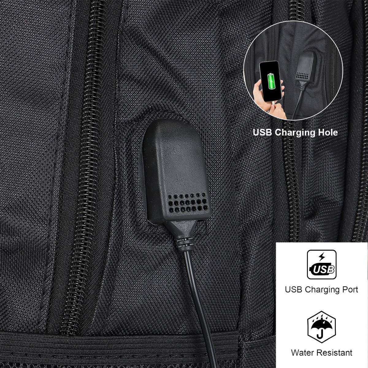 17″ Large Laptop Backpack Oxford Backpack Travel Business Bag w/ USB Charge Port