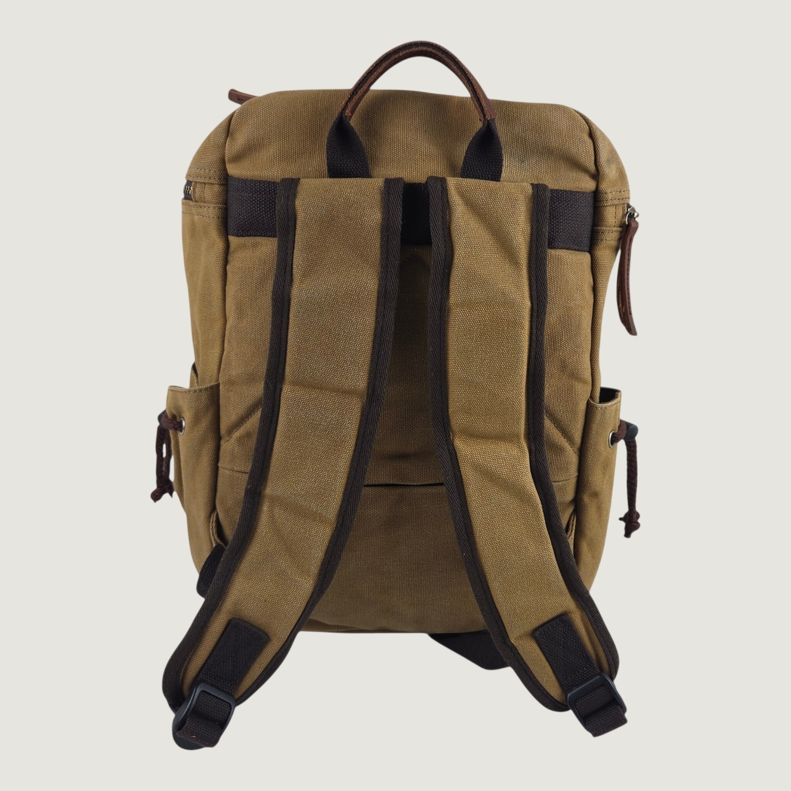 Ducks Unlimited Canvas Backpack Rucksack Field Bag Tan Leather Daypack Rugged