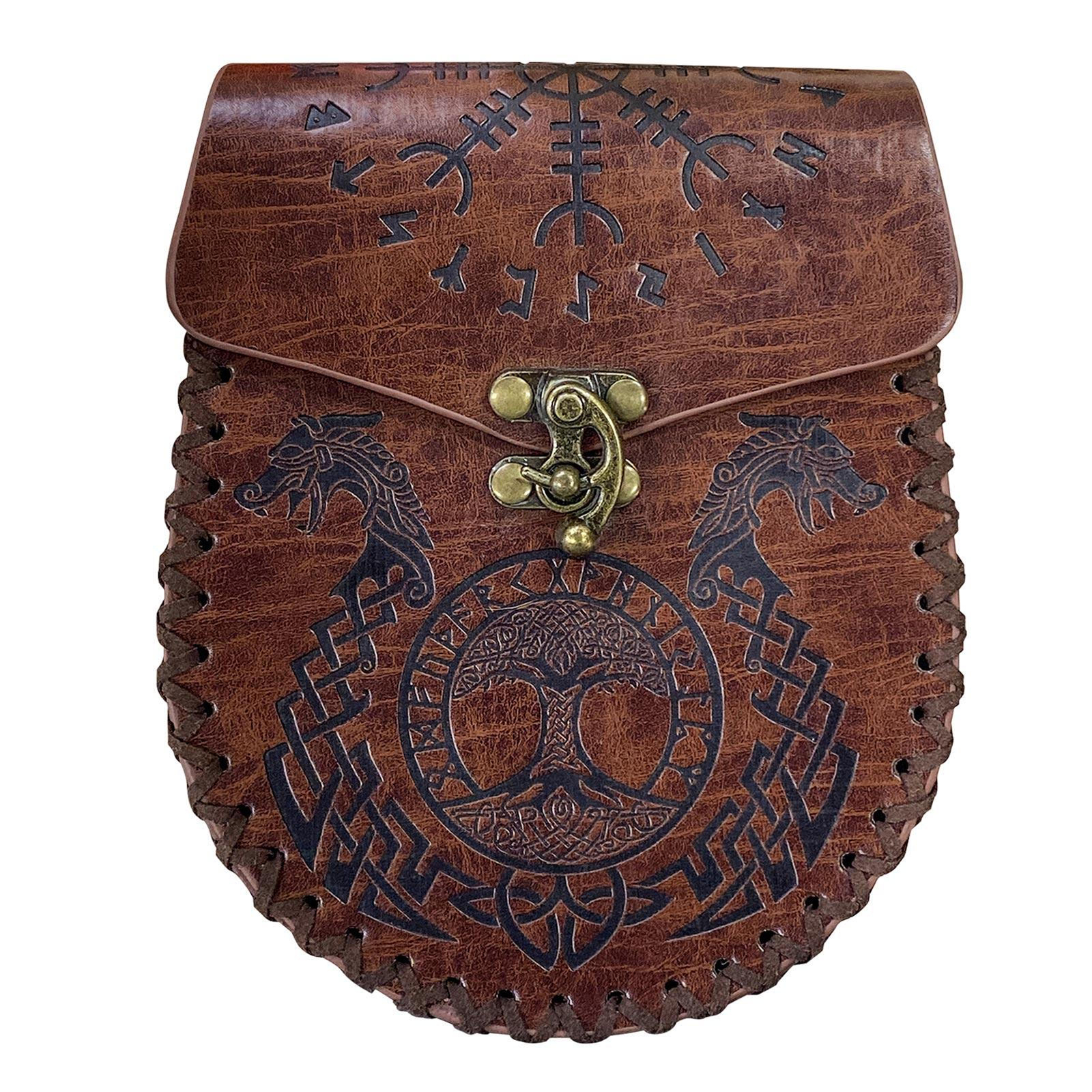 Medieval Costume Renaissance Viking Knight Pirate PU Leather Pocket Belt Bag USA