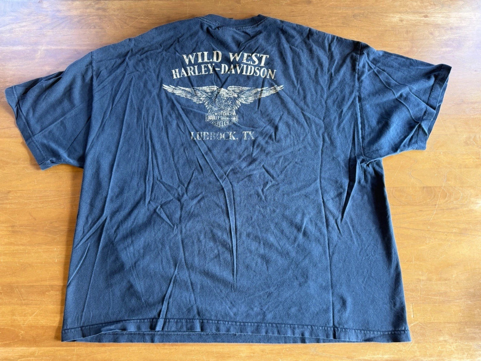 Harley Davidson Motorcycle Lubbock Texas Eagle Wild West 2015 T-Shirt Men’s 3XL