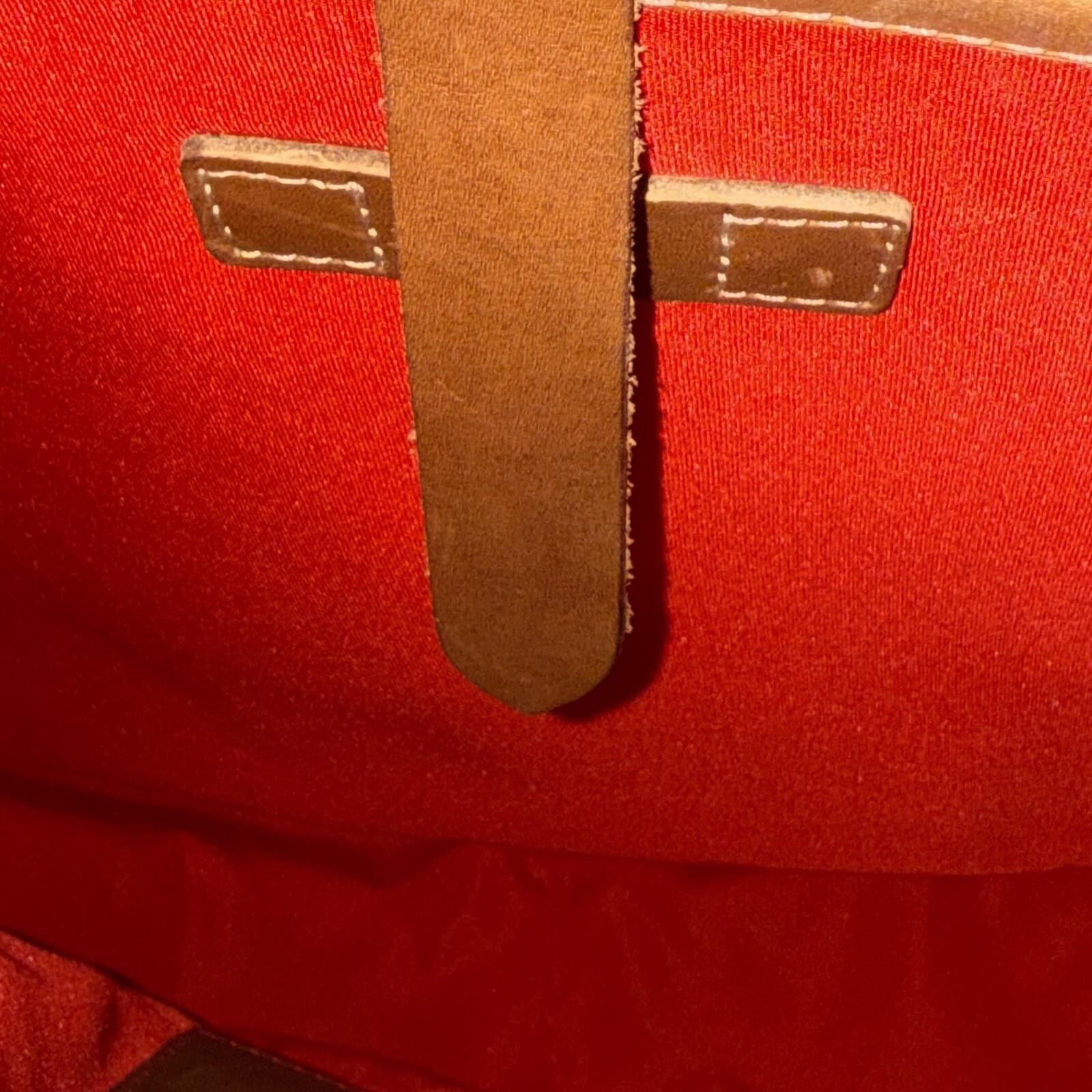 Cole Haan Reflective Leather Messenger Bag Red Brown Canvas Vintage Style