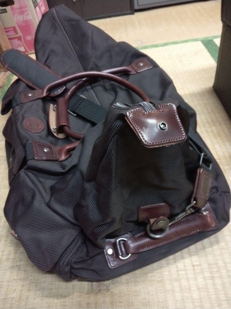 VINTAGE Filson Heritage Large Nylon Duffle Bag Brown Leather Trim Logo RARE