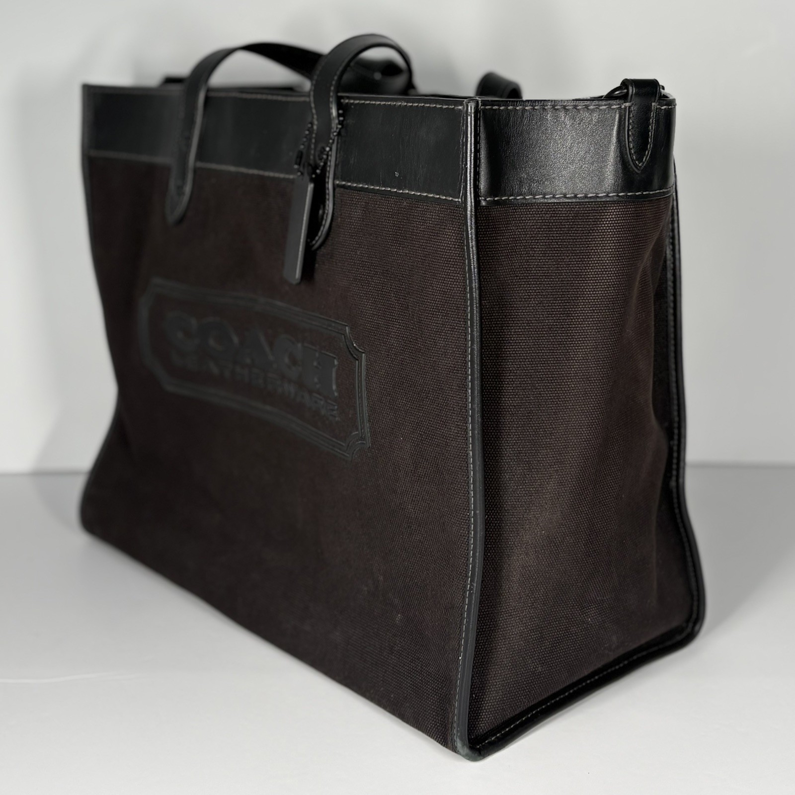 COACH ‘Restored’ Field Tote 40 Organic Cotton Canvas Leather Bag Style CJ530