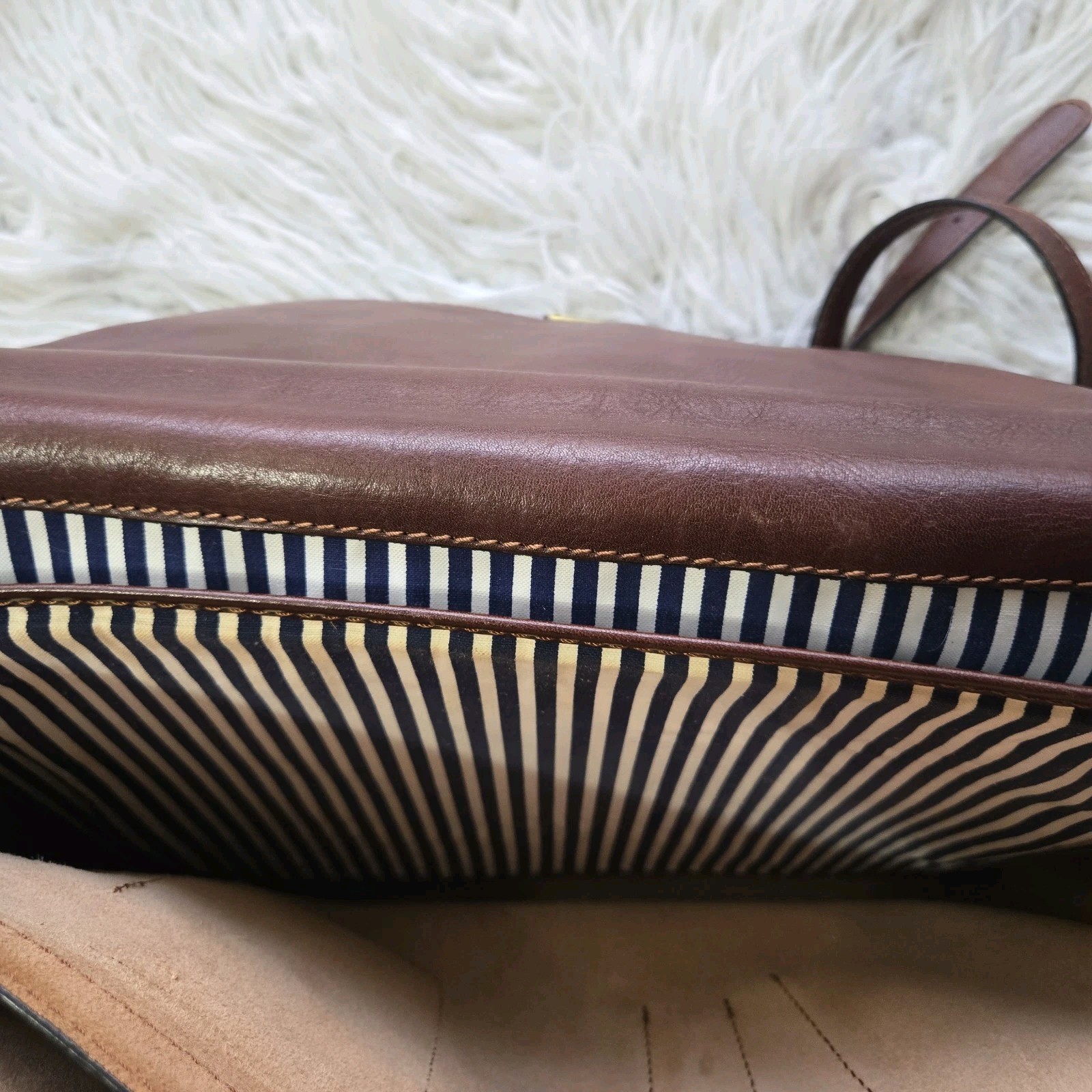 OLD ANGLER-Italian Leather Briefcase Messenger Bag Removable Strap Made Italy