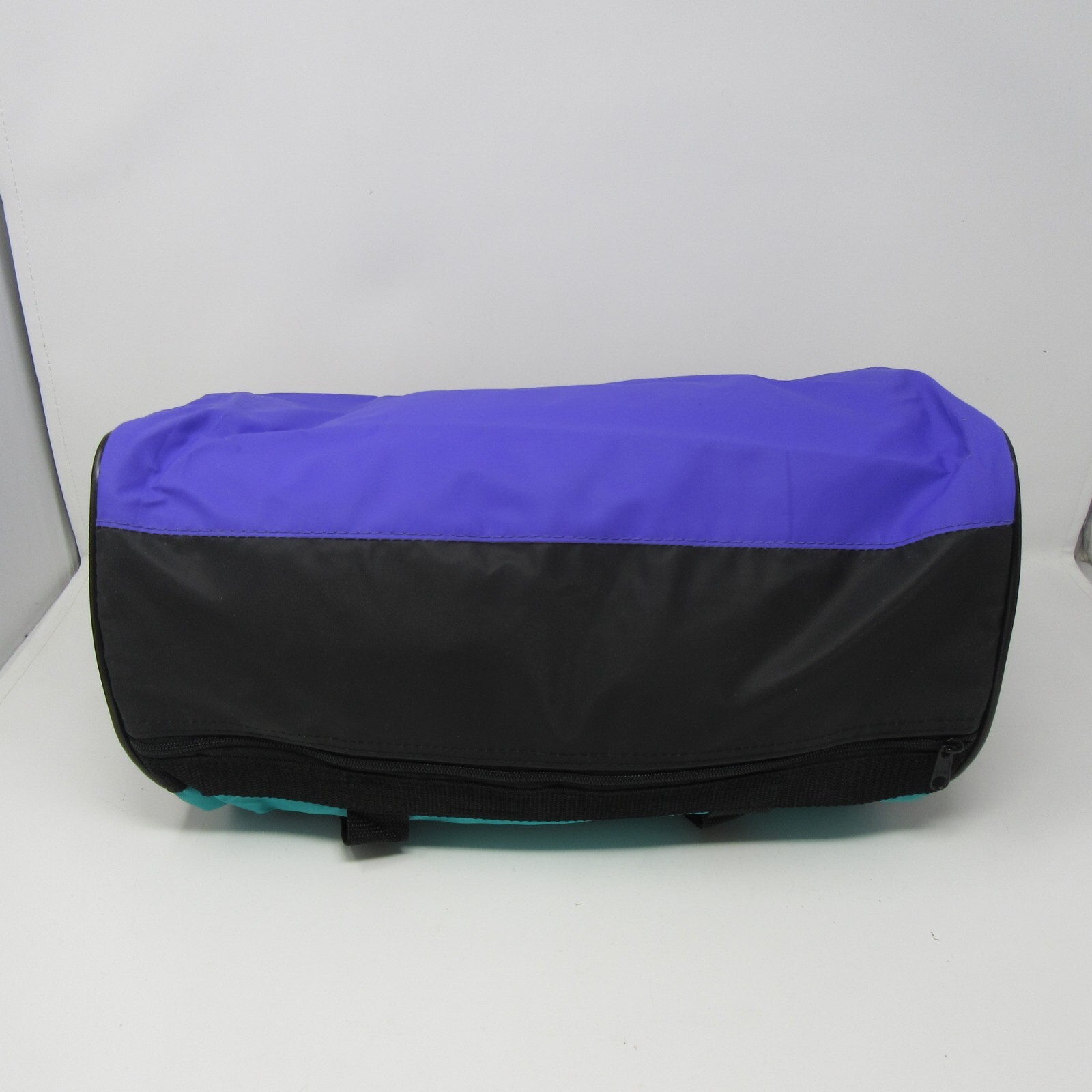 Black Teal Purple Duffle Bag Small w/ Shoulder Strap Handles Nylon Vtg 1980s