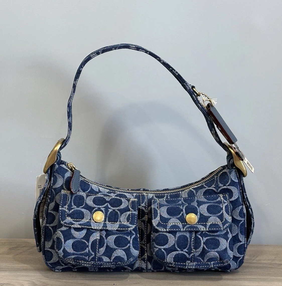 COACH Cargo Shoulder Bag In Upcrafted Signature Denim CCX90 NWT