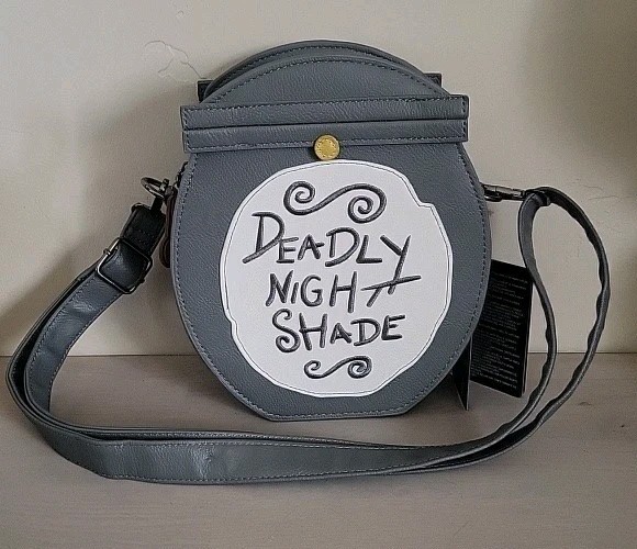 Loungefly Disney TNBC Deadly Night Shade Bottle Printed Crossbody Bag Purse