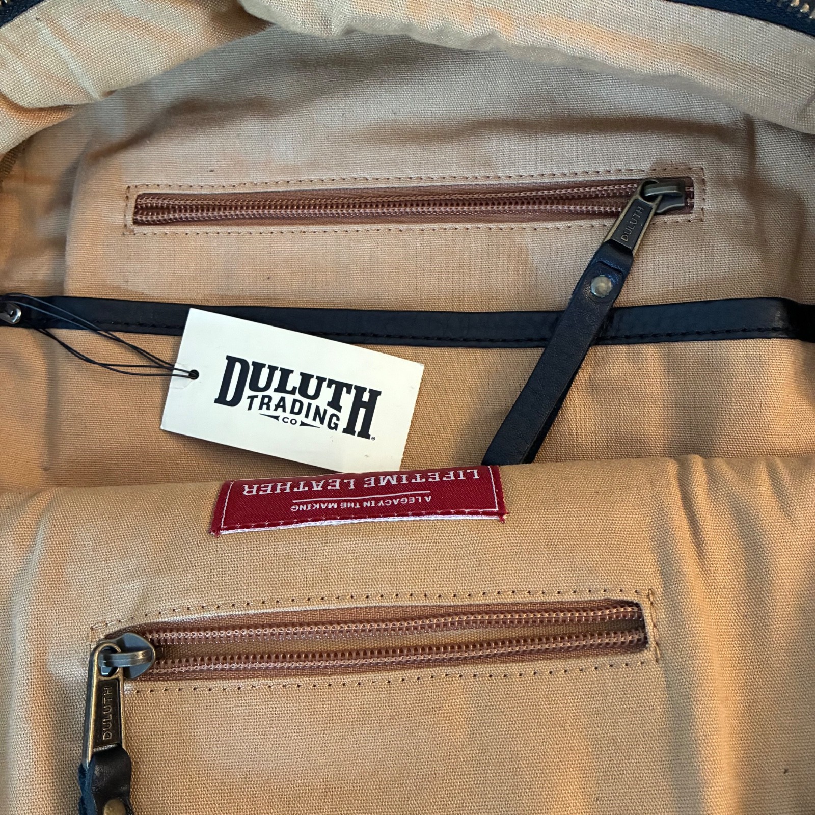 Duluth Trading Company Lifetime Leather Backpack Black New MSRP $220