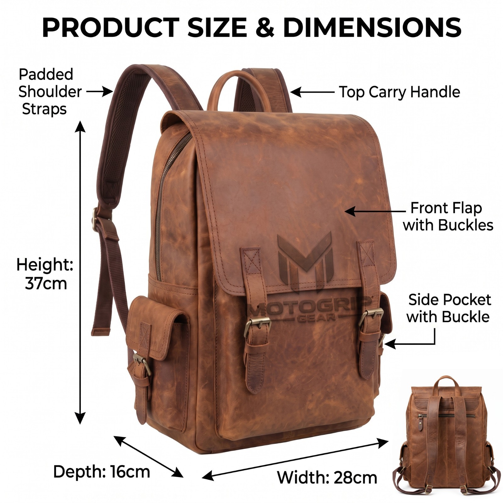 Vintage Leather Laptop Backpack Men’s Travel Rucksack College School Hiking Bag