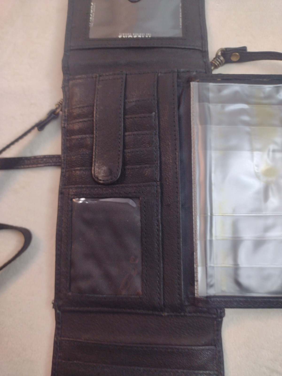 WILSONS LEATHER Crossbody Purse Wallet Phone Checkbook Travel Organizer Black