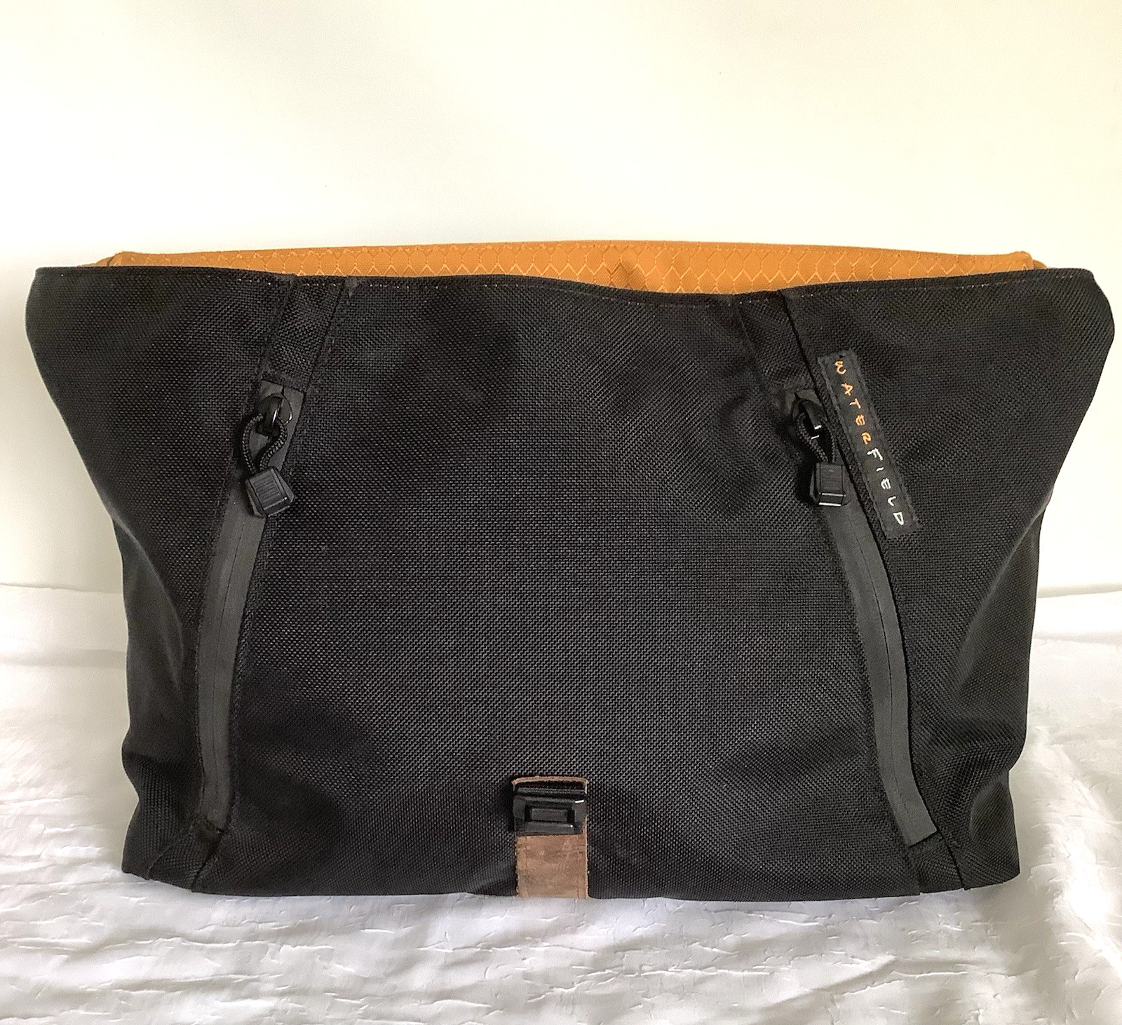 Waterfield Bolt Briefcase Black Premium Messenger Bag, Leather and Nylon