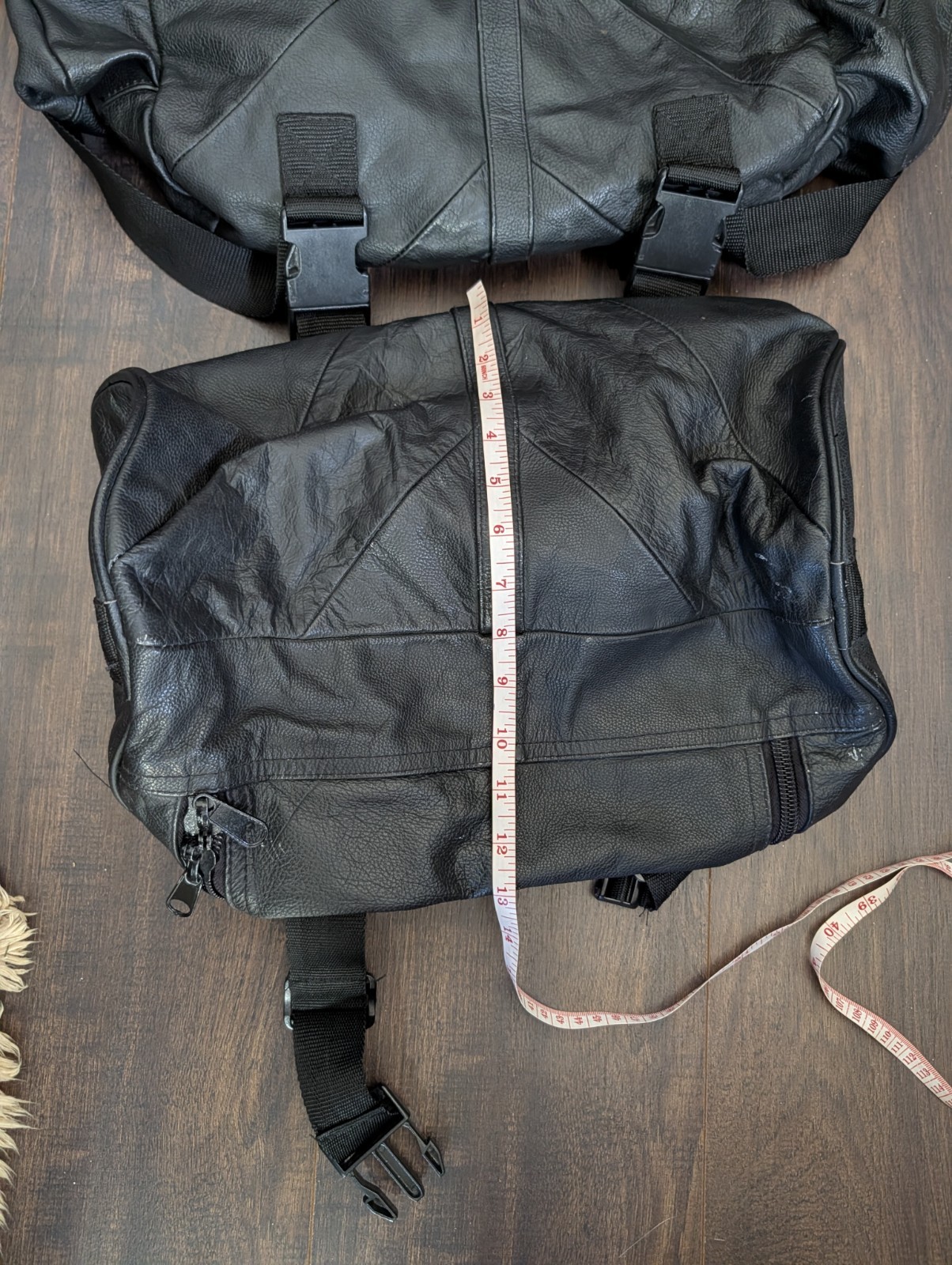 VINTAGE 2-piece Leather Biker Backpack Straps Lace-up Large