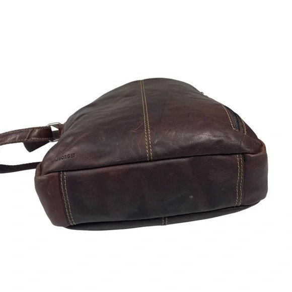Jack Georges Buffalo Leather Large Crossbody Travel Bag Dark Brown Voyager Tote