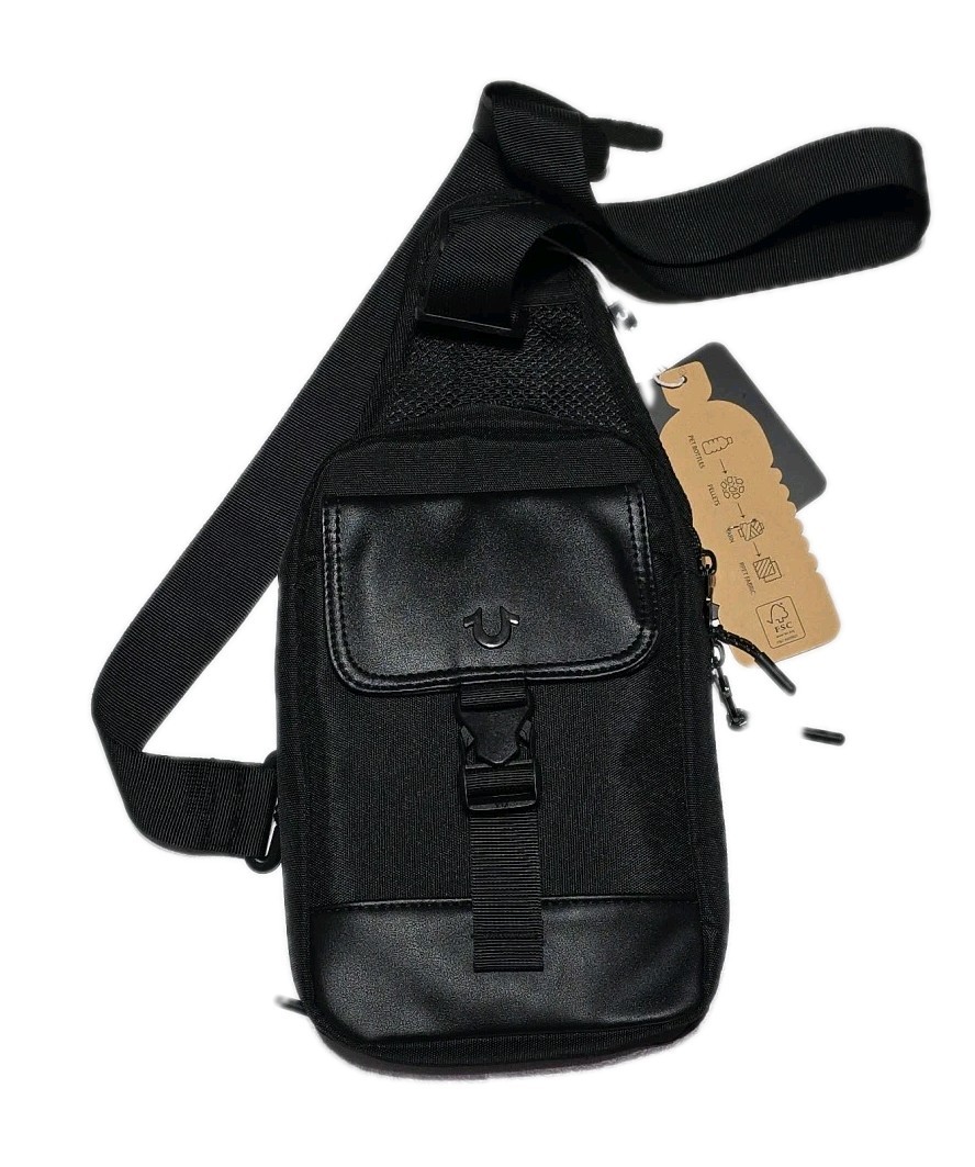 True Religion Brand Jeans Yeta 2.0 Black Sling Crossbody Bag – Unisex NWT